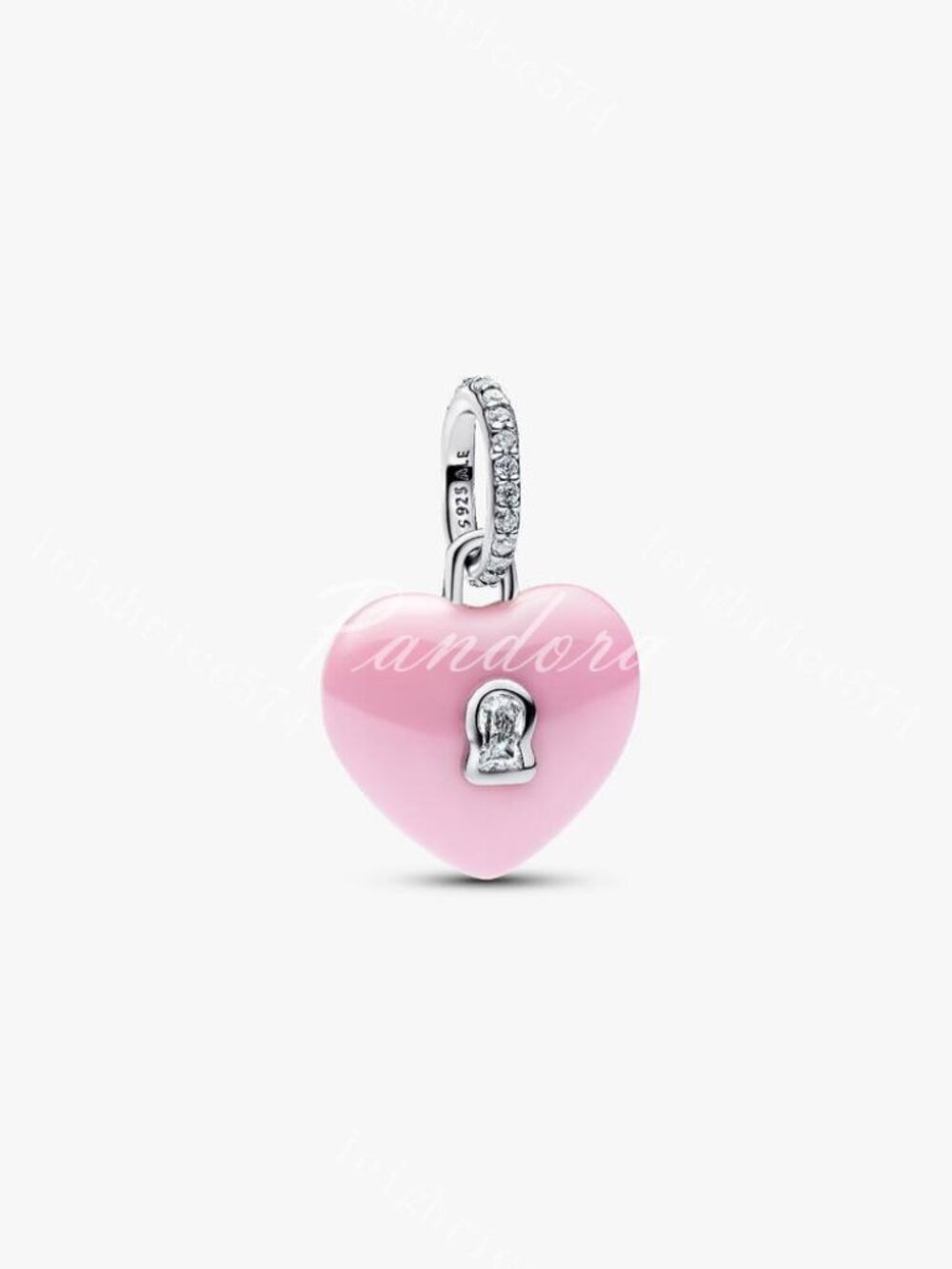 Pandora Pink Ceramic Heart Padlock Dangle Charm